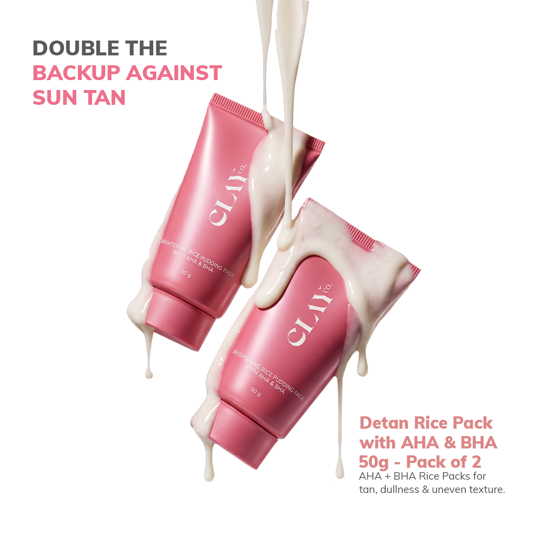 Detan Rice Pack with AHA & BHA | 50g | Pack of 2